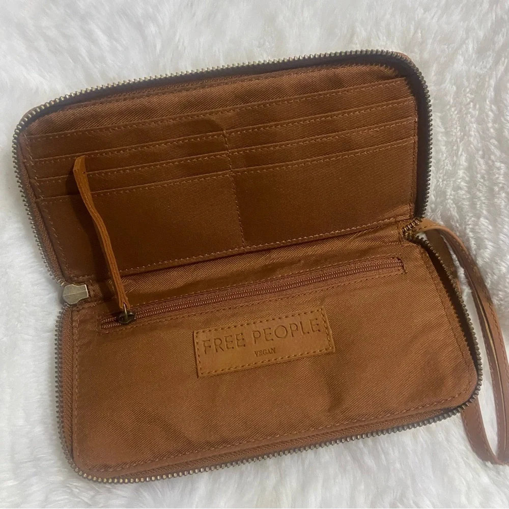 Free People Brown Vegan Leather Wristlet